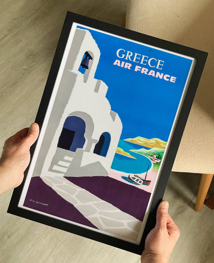 Air France Greece 1950s Travel Poster