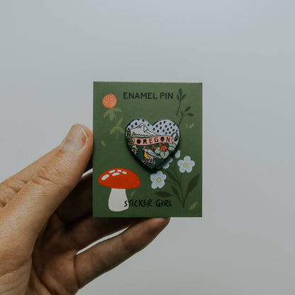 Oregon Heart Enamel Lapel Pin