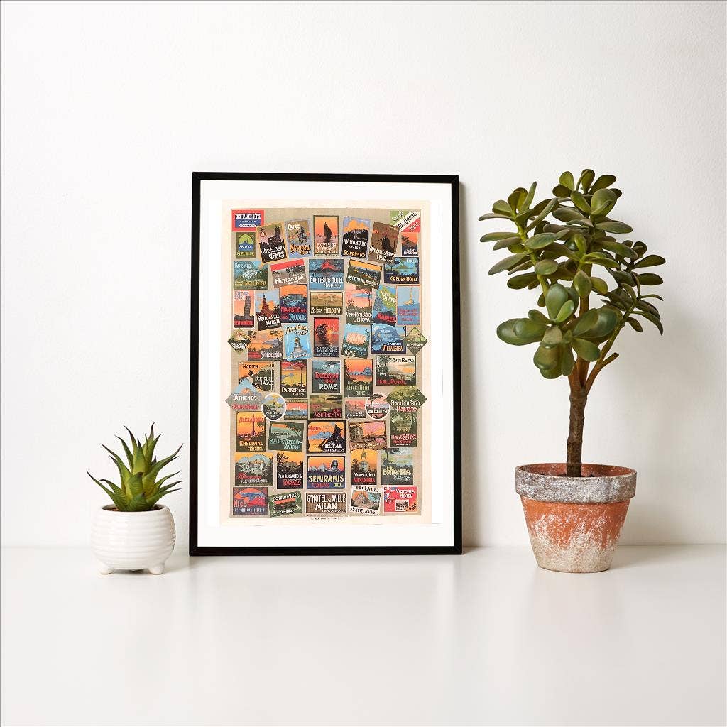 Vintage Hotel Labels Art Print