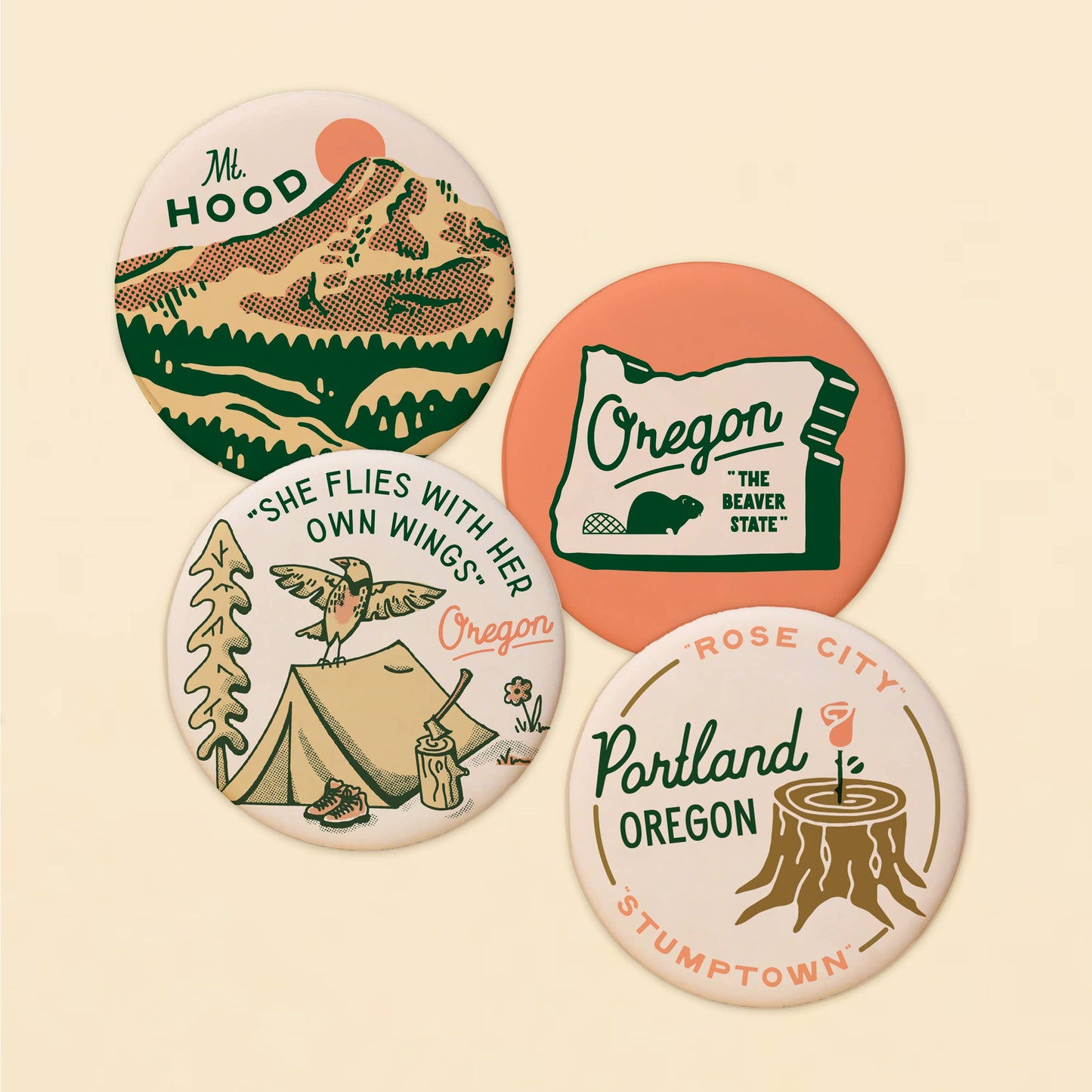 Oregon Beaver Sign Button