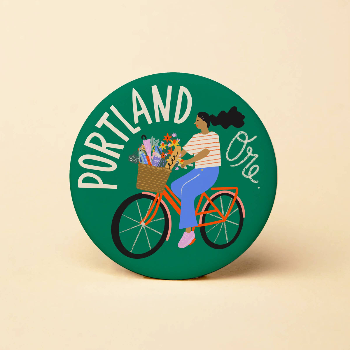 Portland Bike Ride Round Magnet