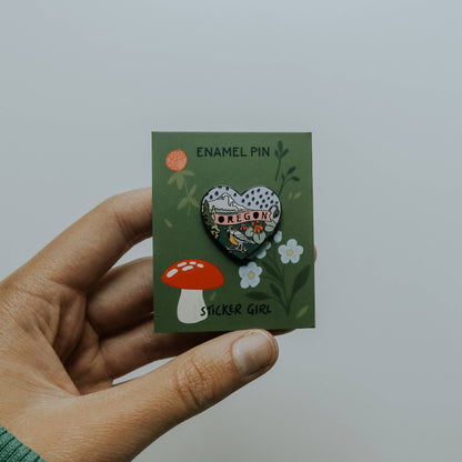 Oregon Heart Enamel Lapel Pin