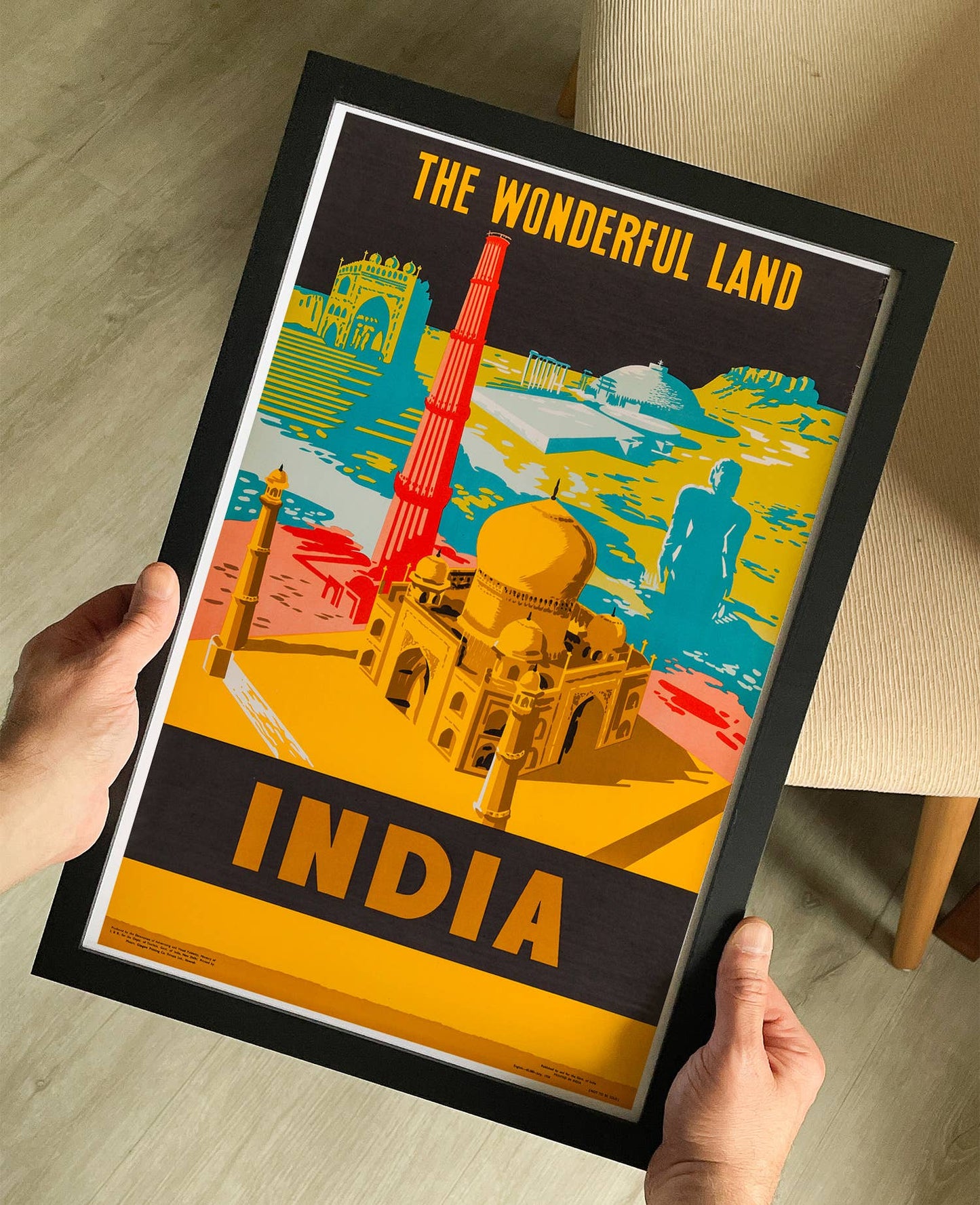 India The Wonderful Land (Government of India, New Delhi) 1950s Travel Poster