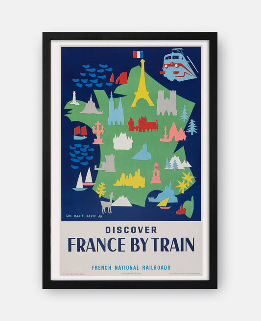 Discover France by Train (French National Railways) 1950s Travel Poster Print