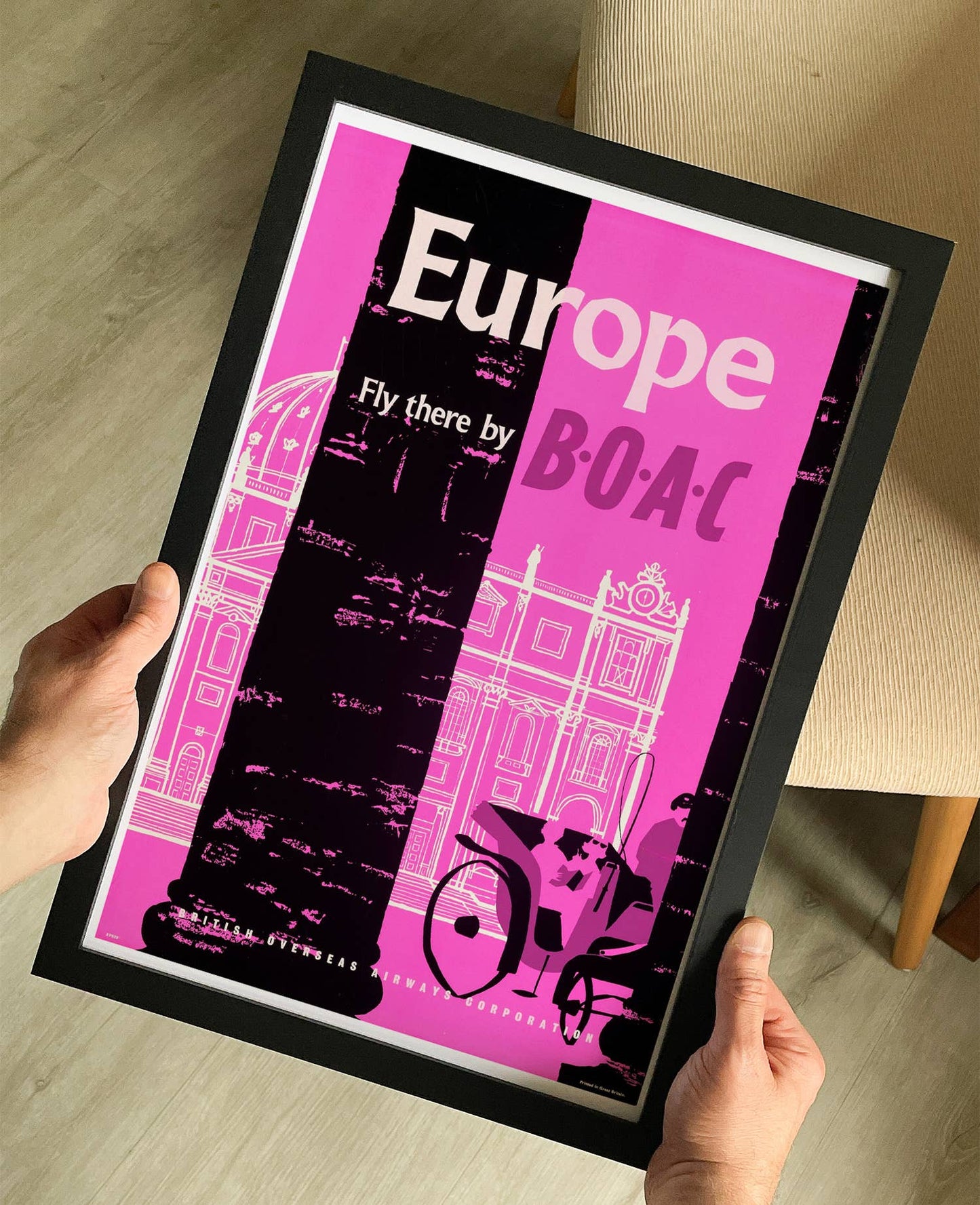 Europe: Fly There by BOAC 1950s Travel Poster