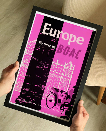 Europe: Fly There by BOAC 1950s Travel Poster