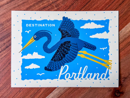 Destination Portland - Soaring Heron Postcard